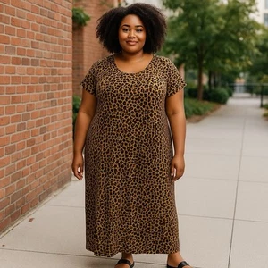 Women’s leopard print Dress, pullover, size 3X, by French Atmosphere - Picture 1 of 4