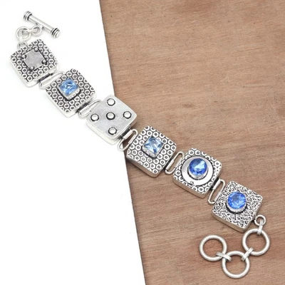 Pulsera de tanzanita esterlina piedras preciosas azul hecha a mano joyería natural Foto 1 de 4