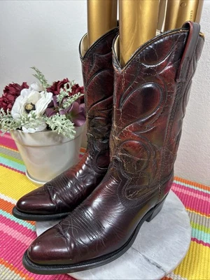 Botas masculinas Acme USA #Style 5959 couro vermelho cereja cowboy faroeste tamanho EUA 9,5 D - Imagem 1 de 4