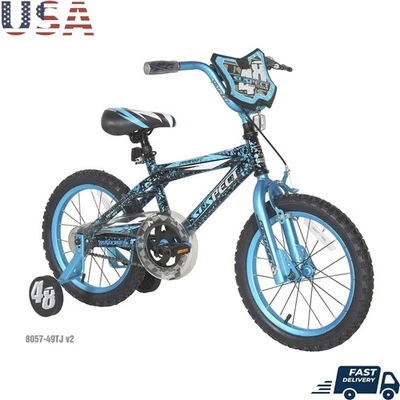 16-inch BMX Bike W/ Adjustable Training Wheels Coaster Hand Brakes Kids Blue - Image 1 of 4