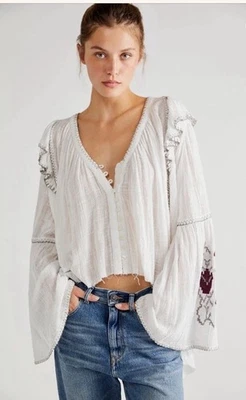 Blusa Free People PALO DE ROSA Talla S P FP One BoHo Bordada Top Fluido Foto 1 de 4