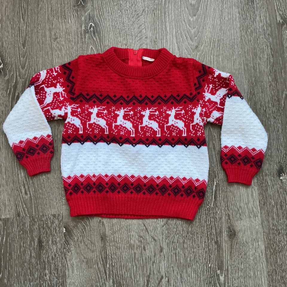 Suéter Vintage Niños Navidad Reno Fair Isle Cremallera Ver Medidas Foto 1 de 4