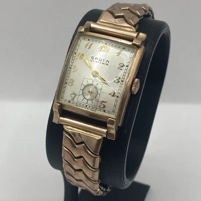 Reloj De Colección Gruen Veri-Thin 1/20 Oro 10k Relleno Oro Rosa Caja 22 mm FUNCIONANDO Foto 1 de 4