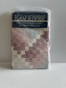 NEW old stock Vintage Dan River Purple Pink Blue Abstract 2 Standard Pillowcases - Picture 1 of 7