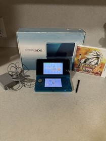 Nintendo 3DS Aqua Blue OG Handheld English Console Charger Stylus SD US TESTED