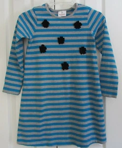 HANNA ANDERSSON Stripe Flower Applique  LS Shift Dress 130 US 8 - Picture 1 of 4