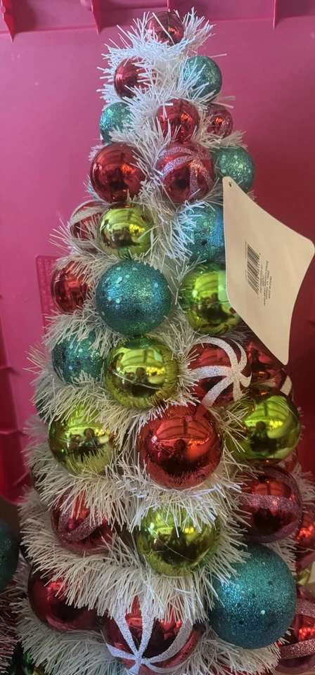 Turquoise, Red, And Green Table Top Christmas Tree - Image 1 of 1