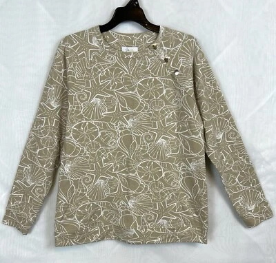 NWT QVC Women’s Seashell Print Soft Long Sleeve Sweatshirt / XS - Image 1 of 4