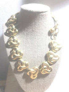 Anne Klein Matte Gold Infinity Statement Necklace Couture Vintage 90s Signed - Picture 1 of 11