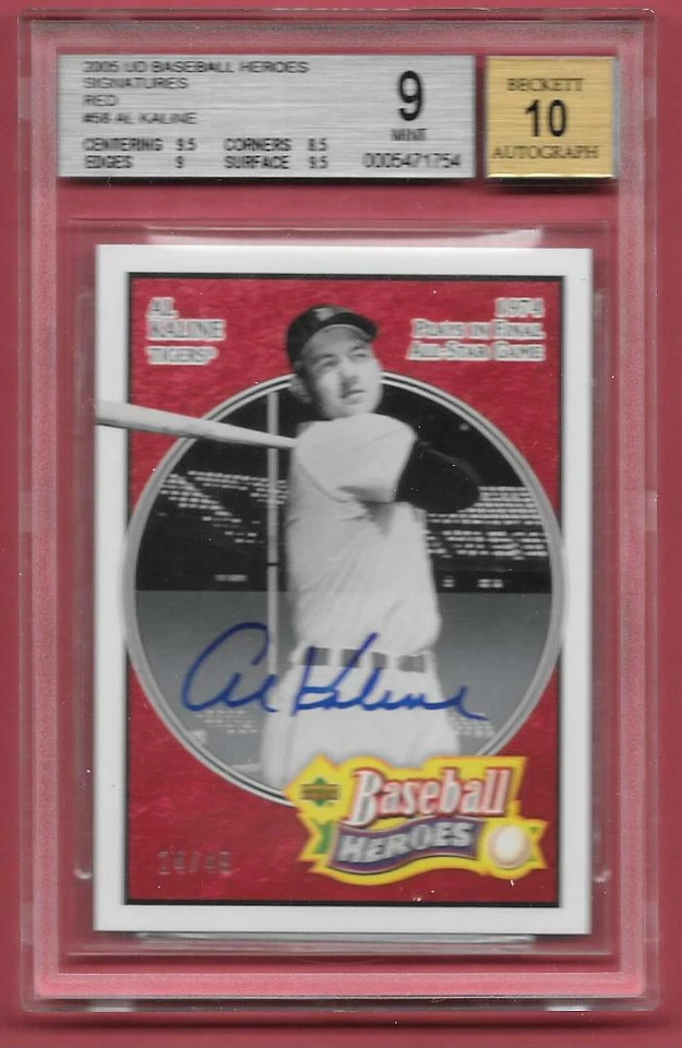 AL KALINE~2005 Upper Deck Baseball Heroes ROJO~BGS 9.0 con 9.5~Auto 10~#'ed 14/49 Foto 1 de 1