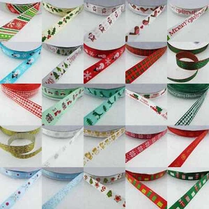 Ribbon Satin Grosgrain 9mm - 22mm Metallic Christmas 25 TYPES 1 2 4+ Meters 332D - Picture 1 of 33