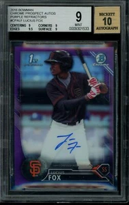2016 Bowman Chrome Lucius Fox Purple Refractor Auto BGS 9 Mint RC #d /250 - Picture 1 of 2