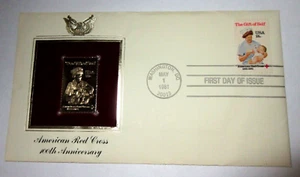 American Red Cross 100th Anniversary-1981-1st day issue-Golden Replica BEAUTIFUL - Picture 1 of 2