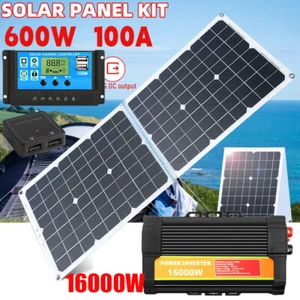 16000W Solar Power Generator Complete 600W Solar Panel Kit 100A Home Grid System - Picture 1 of 24
