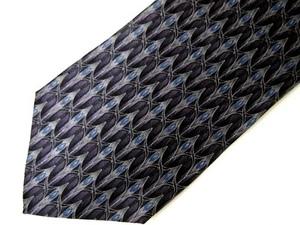 Vtg Stafford Mens Necktie Tie Silver Purple Blue Geometric 56" Short Career - Picture 1 of 4