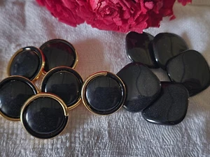 Lot 11 boutons vintage noir à pied 2 series 1,8 cm ref 2259 - Picture 1 of 4