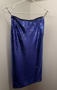 PINKO Midi Lunga Full Paillettes Blue Sequin Embellished Glitter Skirt Size 38 - Picture 1 of 12