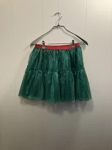 Girls Size L10-12 Green Tutu Sparkly Skirt Christmas Holiday Party Skirt K2 - Picture 1 of 7