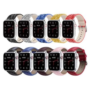 Waloo 2-Pack Leather Bling & Crocodile Leather Bands For Apple Watch - Picture 1 of 84