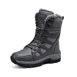 Winter Warm Plush Snow Boots High Top Men Non-Slip Ankle Boots Motorcycle Boots - Picture 1 of 24