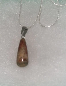 Natural Jasper drop with 24” Sterling Silver necklace - Picture 1 of 6