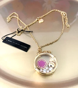 Marc by Marc Jacobs Gold/Red Floating Charms Gold Tone Pendant Necklace NWT+Bag - Picture 1 of 4