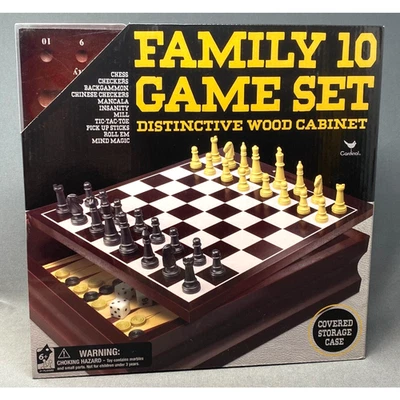 Cardinal Family 10 Games Set With Distinctive Wood Cabinet New Backgammon Chess - Image 1 of 4
