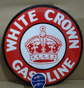 White Crown Gasoline porcelain Enamel Sign  30 x 30 Inches 1 Sided - Picture 1 of 6