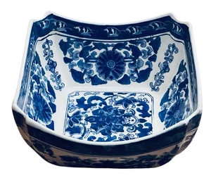Vintage Cobalt Blue & White Chinoiserie Large Square Deep Bowl! - Picture 1 of 16