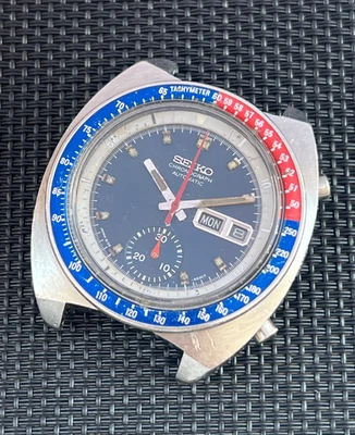 Reloj cronógrafo automático SEIKO 6139-6002 vintage para hombre esfera negra POGUE Foto 1 de 4