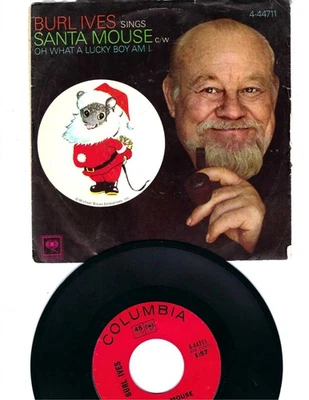 HOLIDAY 45 + PIC SLV- BURL IVES- "SANTA MOUSE"/"OH WHAT A LUCKY BOY AM I" - Image 1 of 2