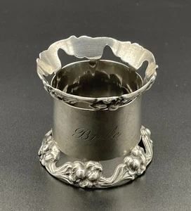 Massiver durchbohrter Sterling Silber Serviettenring Name Gravur "Babe" Jugendstil - Bild 1 von 12