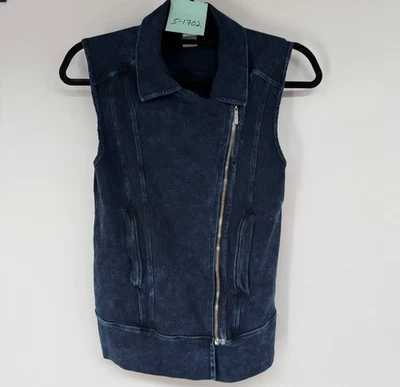 Chaleco Hard Tail Forever para mujer XS ácido lavado oscuro azul cremallera asimétrica occidental Foto 1 de 4