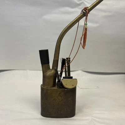 Late Qing Dynasty in China Copper Brass Water Pipe Calligraphy Mk - Image 1 of 4