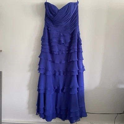 Vestido de noite em camadas L chiffon roxo azul flutter vestido de formatura fada Y2K babados - Imagem 1 de 4