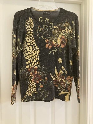 Top floral metálico con cuentas negras y doradas The Magic Scarf Company para mujer talla S/L Foto 1 de 4