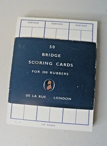 Original Vintage De La RUE BRIDGE SCORE CARDS "For 300 Rubbers" 46 Cards Left - Picture 1 of 4