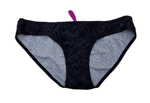 SPEEDO Womens Swimming Bikini Bottoms Black Grey Abstract Logo Size 12 12 - Picture 1 of 2