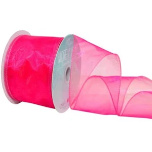 Wired 2-1/2-Inch Chiffon Ribbon with 20-Yard Spool Cerise - Picture 1 of 3