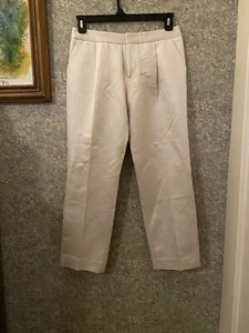 VALENTINO Cream Silk Cotton Blend Twill Woven Trousers Dress Pants Sz 8 - Picture 1 of 5