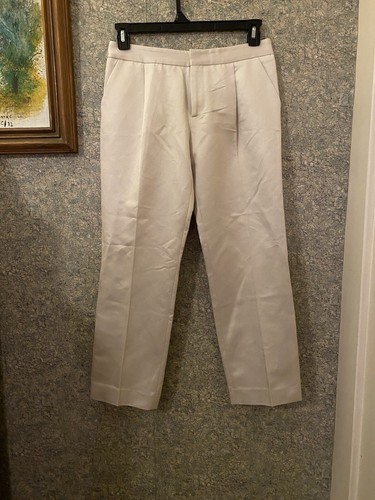 VALENTINO Pantaloni eleganti panna seta misto cotone twill tessuto tg 8