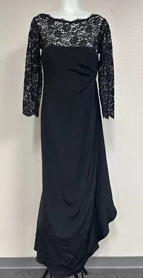 RICKIE FREEMAN TERI JON Black Lace Sleeve Silk Mother of Bride Formal Dress US 6 - Image 1 of 4