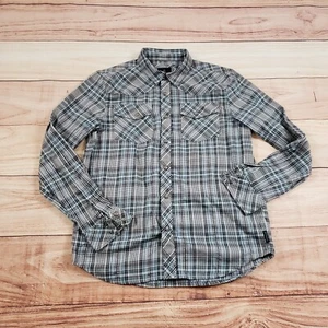 Prana Hemd Herren klein grau blau Outdoor Perlen Druckknopftaschen kariert Erwachsene S - Bild 1 von 8