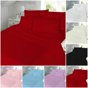 Thermal Flannelette Fitted Flat Bed Sheet Single Double King Brushed Cotton Warm - Picture 1 of 34