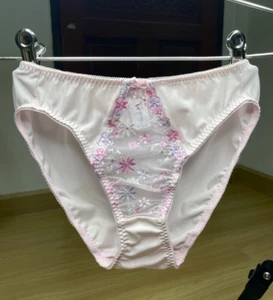 Vintage transparentes Nylon süß Blumen Spitze Höschen hellrosa Sissy Bikini Slip Gr.6/M - Bild 1 von 21