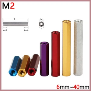 Hex Aluminum Column M2 Thread Sleeve Stud Standoff Nut Connector Tube Long Nuts - Picture 1 of 12