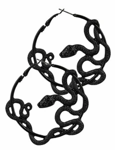 Restyle Entwine Snakes Serpents Gothic Punk Occult Witchy Jewelry Black Earrings - Picture 1 of 3