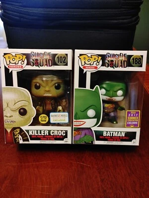 2 Funkos Suicide Squad Batman Summer Con 2017 Excl 188 Killer Croc GITD B&N Excl - Image 1 of 4