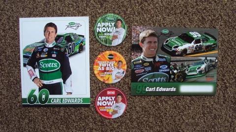 Lot of 5 different - Carl Edwards #60 #99 " SCOTTS - ORTHO " NASCAR POSTCARD Cover