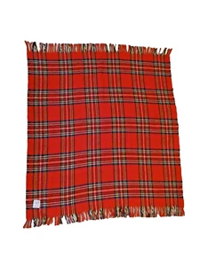Vintage FARIBO Faribault Mills 100% Wool Red Plaid Stadium Throw Blanket 57x50A+ - Picture 1 of 6